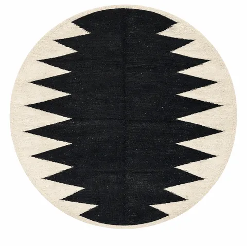 Tapis rond berbère Ghilas noir et blanc — tapis berbères contemporains