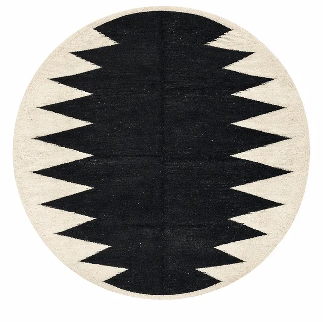 Tapis rond berbère Ghilas noir et blanc — tapis berbères contemporains