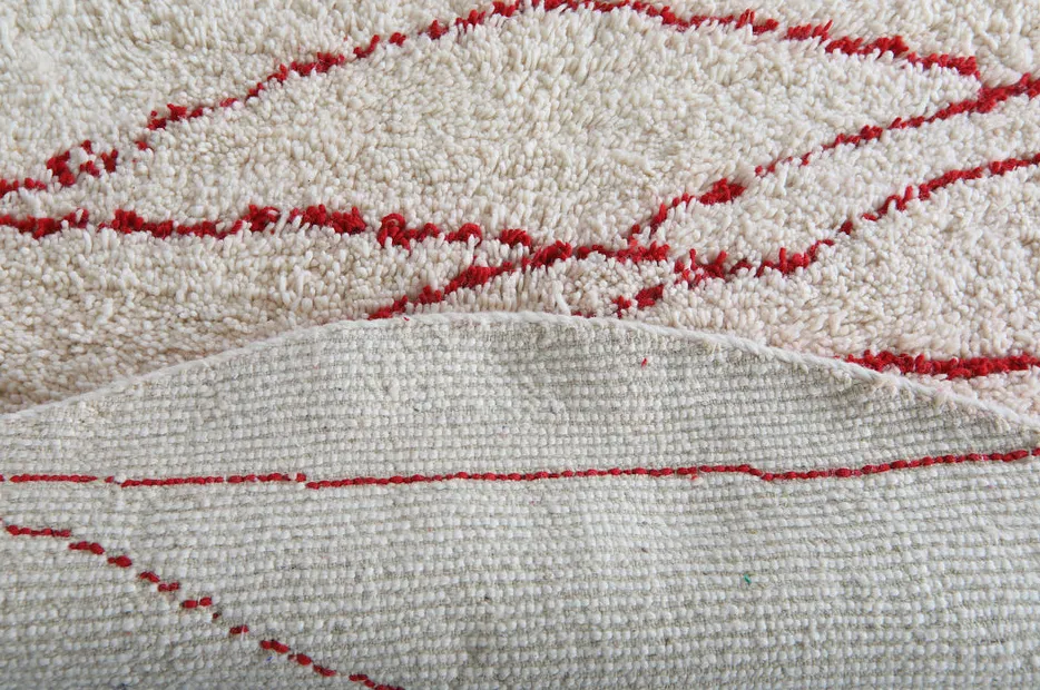 Tapis rond berbère Ghilas rouge à lignes, vue 7 sur 7
