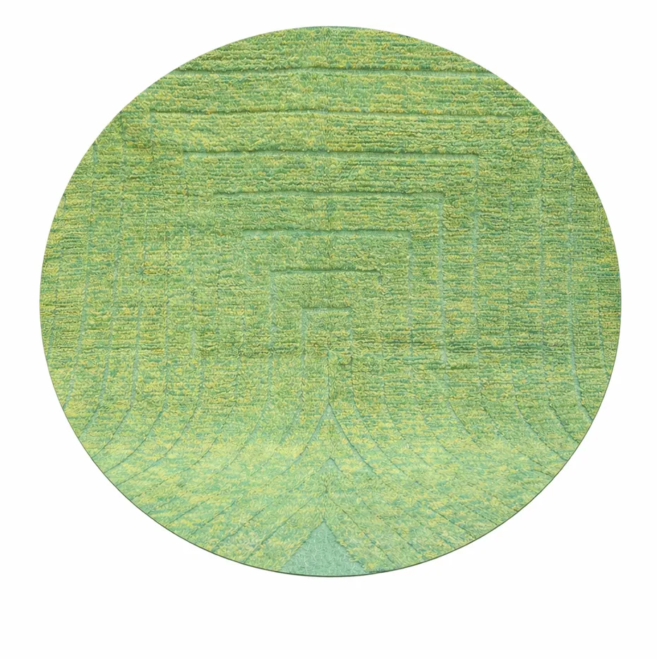 Tapis rond berbère Goulmima vert — tapis berbères contemporains tissé à la main