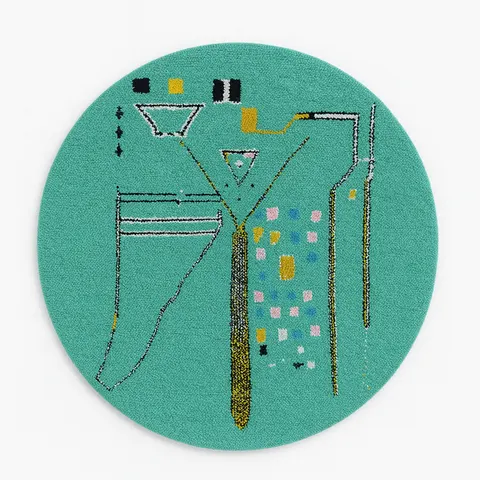 Tapis rond berbère Hachlaf au dessin abstrait — tapis berbères contemporains