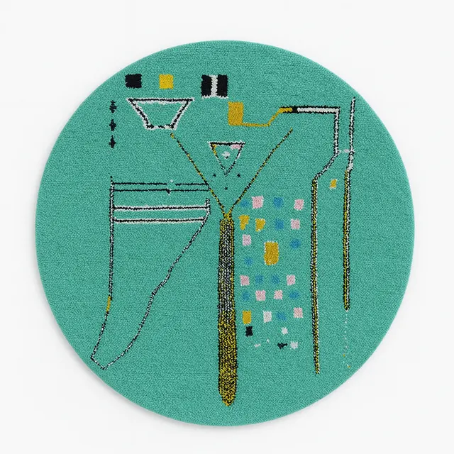 Tapis rond berbère Hachlaf au dessin abstrait — tapis berbères contemporains