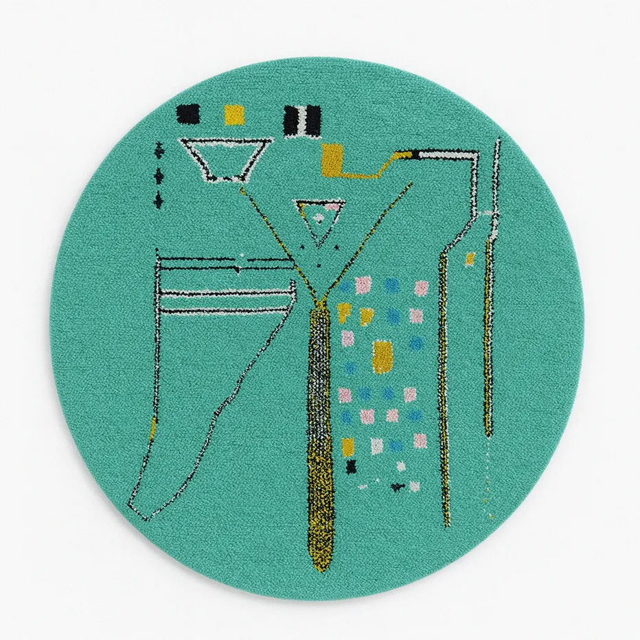 Tapis rond berbère Hachlaf au dessin abstrait — tapis berbères contemporains tissé à la main