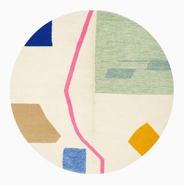 Tapis rond berbère Ifrah au dessin abstrait — tapis berbères contemporains