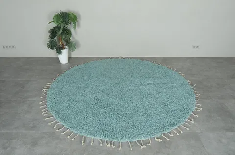 Tapis rond berbère Ifrane bleu — tapis berbères contemporains