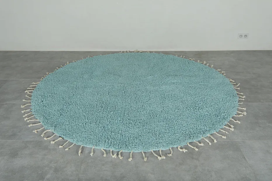 Tapis rond berbère Ifrane bleu, vue 3 sur 7