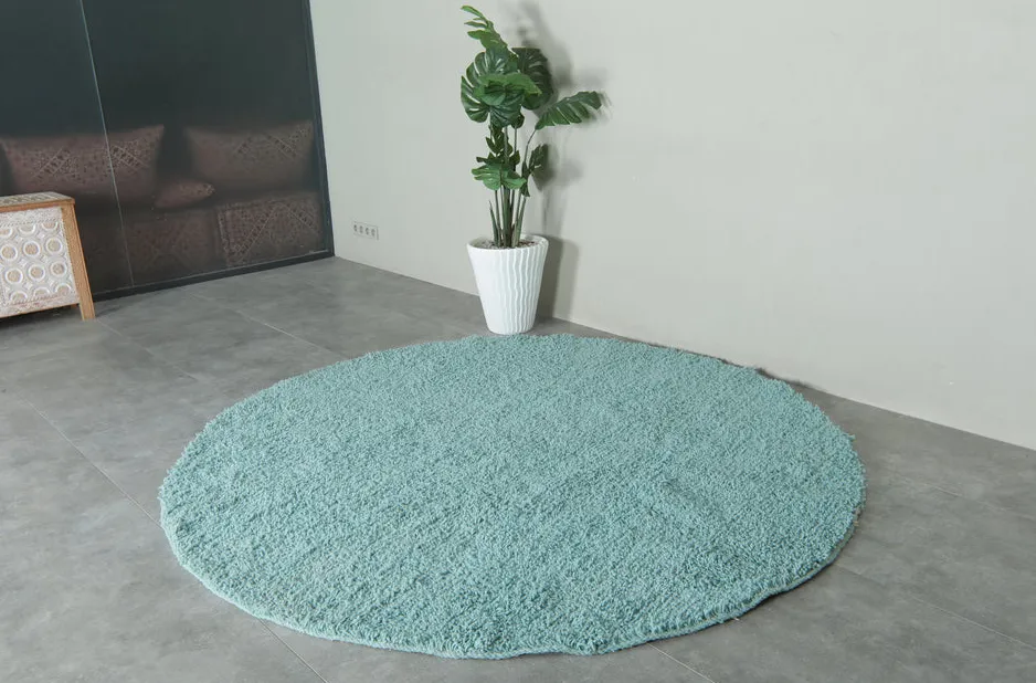 Tapis rond berbère Ifrane bleu, vue 4 sur 7