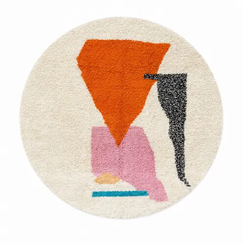 Tapis rond berbère Igider au dessin abstrait — tapis berbères contemporains