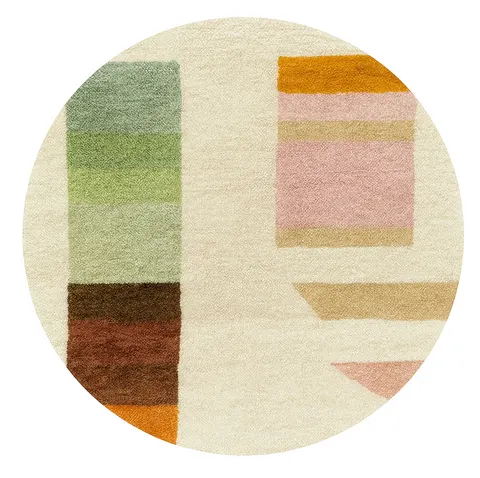 Tapis rond berbère Ijoukak aux motifs géométriques — tapis berbères contemporains