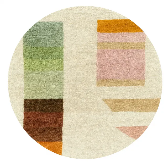Tapis rond berbère Ijoukak aux motifs géométriques — tapis berbères contemporains