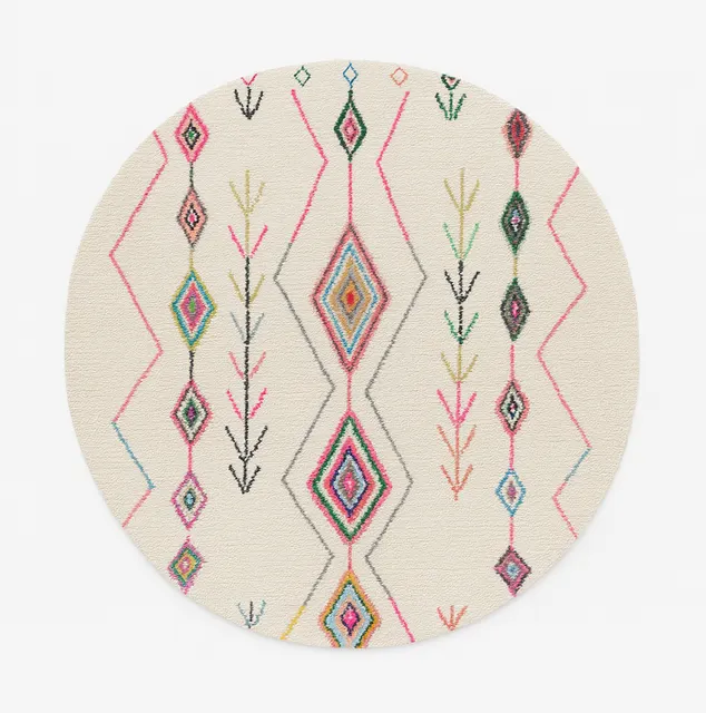 Tapis rond berbère Imilchil multicolore à losanges — tapis berbères contemporains