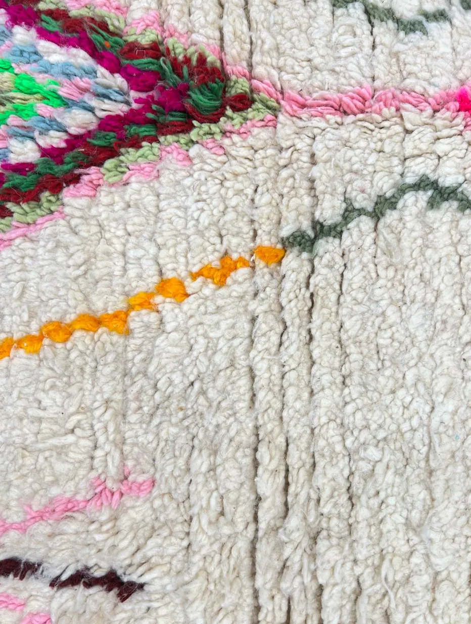 Tapis rond berbère Imilchil multicolore à losanges, vue 4 sur 4