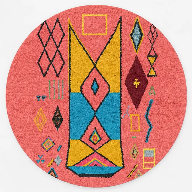 Tapis rond berbère Imlil multicolore — tapis berbères contemporains