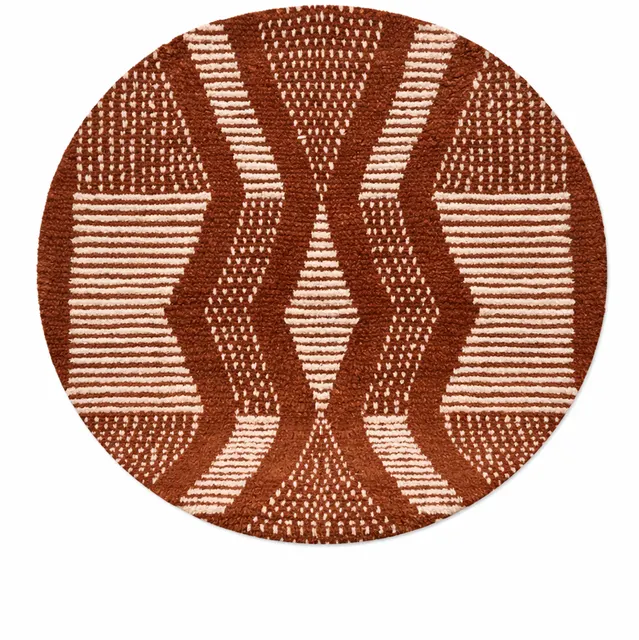 Tapis rond berbère Imsouane marron aux motifs géométriques — tapis berbères contemporains