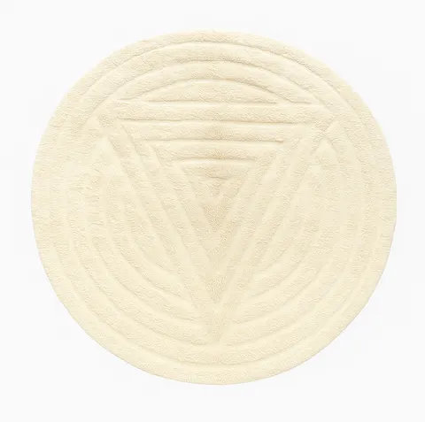 Tapis rond berbère Ineghmar beige — tapis berbères contemporains