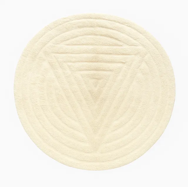 Tapis rond berbère Ineghmar beige — tapis berbères contemporains