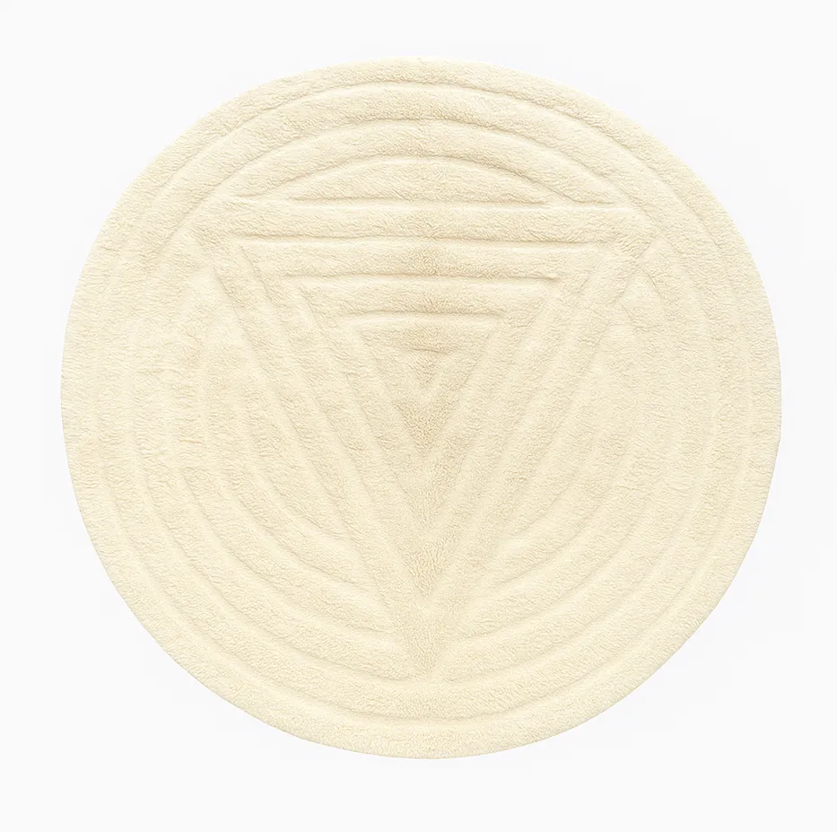 Tapis rond berbère Ineghmar beige — tapis berbères contemporains tissé à la main