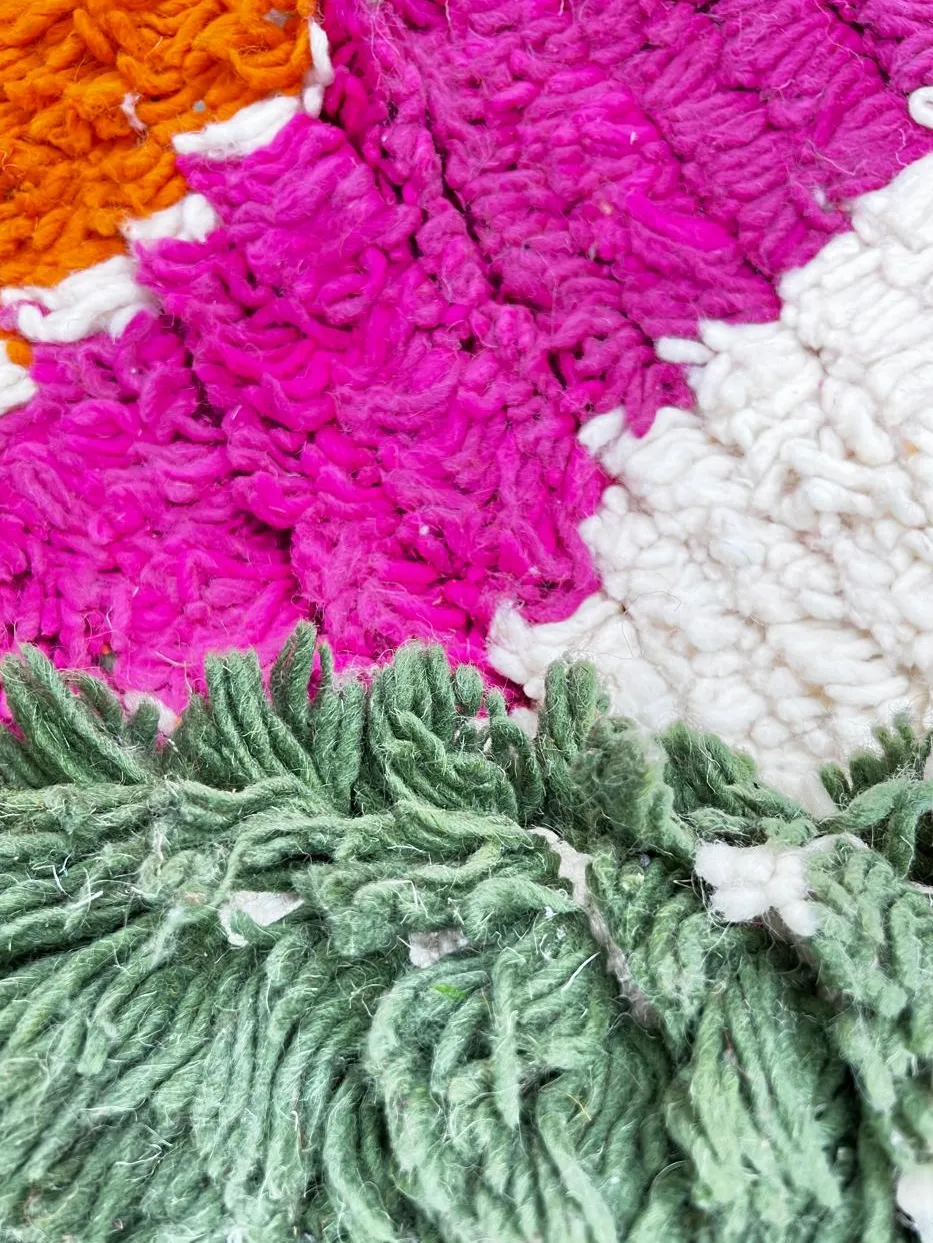 Tapis rond berbère Itri multicolore au dessin abstrait, vue 4 sur 4