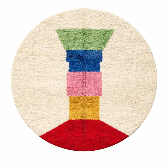 Tapis rond berbère Izza multicolore — tapis berbères contemporains