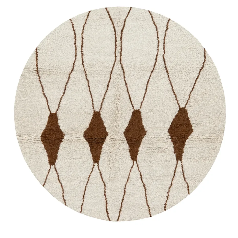 Tapis rond berbère Loukkos uni — tapis berbères contemporains tissé à la main