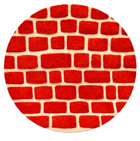 Tapis rond berbère Massin rouge à damier — tapis berbères contemporains