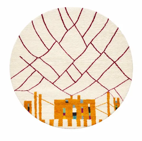 Tapis rond berbère Merzouga au dessin abstrait — tapis berbères contemporains