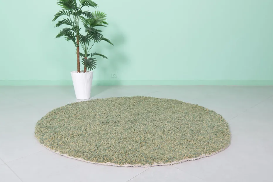 Tapis rond berbère Mgoun vert — tapis berbères contemporains tissé à la main