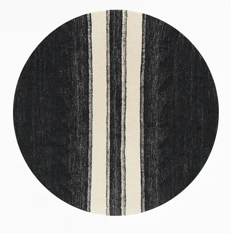 Tapis rond berbère Moulouya noir et blanc — tapis berbères contemporains