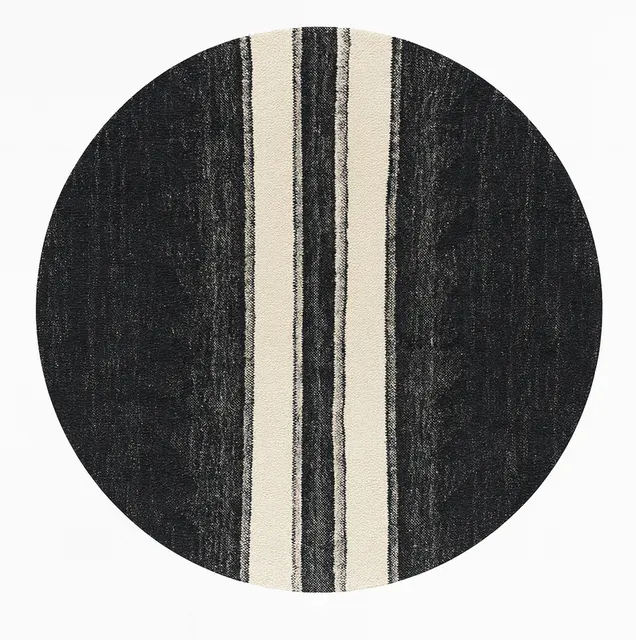Tapis rond berbère Moulouya noir et blanc — tapis berbères contemporains