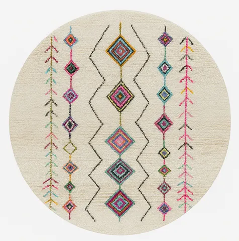 Tapis rond berbère Oualidia multicolore à losanges — tapis berbères contemporains