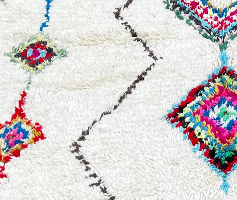 Tapis rond berbère Oualidia multicolore à losanges, vue 4 sur 4