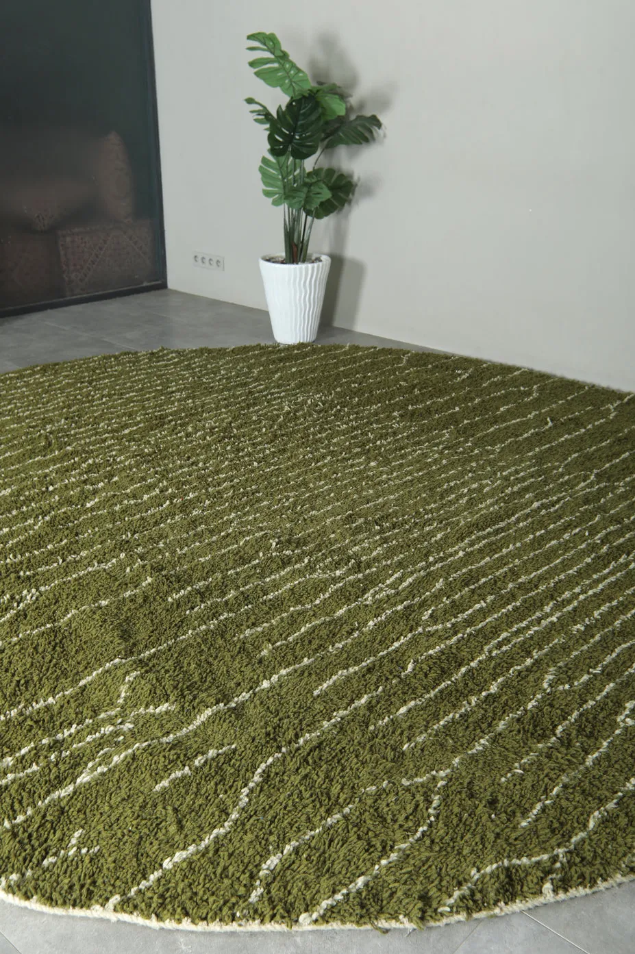 Tapis rond berbère Ouanoukrim vert, vue 3 sur 7
