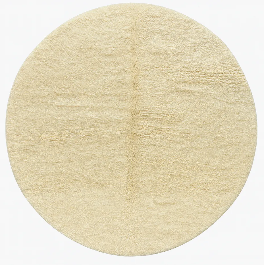 Tapis rond berbère Ouiouane crème — tapis berbères contemporains tissé à la main