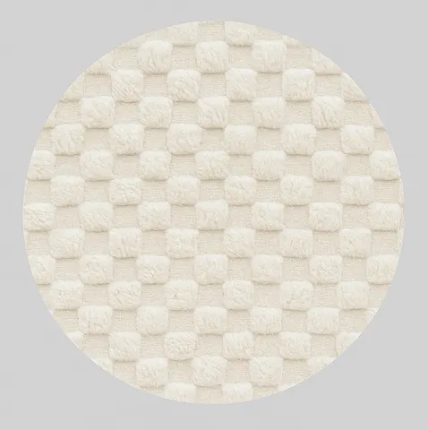 Tapis rond berbère Ouirgane blanc à damier — tapis berbères contemporains