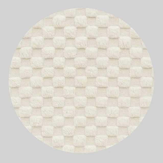 Tapis rond berbère Ouirgane blanc à damier — tapis berbères contemporains