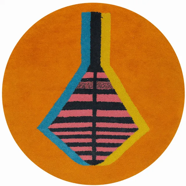 Tapis rond berbère Ourika au dessin abstrait — tapis berbères contemporains