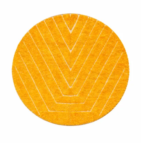 Tapis rond berbère Rissani jaune — tapis berbères contemporains