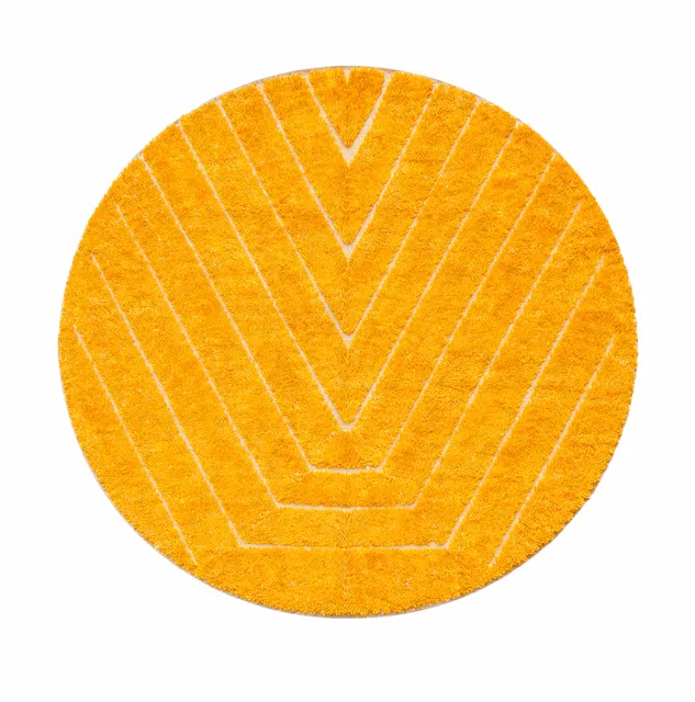 Tapis rond berbère Rissani jaune — tapis berbères contemporains