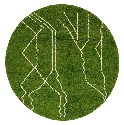 Tapis rond berbère Rissani vert — tapis berbères contemporains
