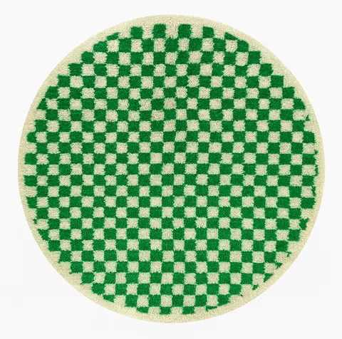 Tapis rond berbère Sidi-Ali vert à damier II — tapis berbères contemporains