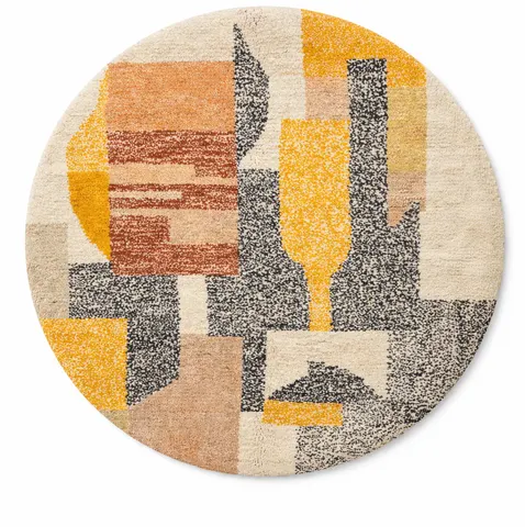 Tapis rond berbère Siman au dessin abstrait — tapis berbères contemporains