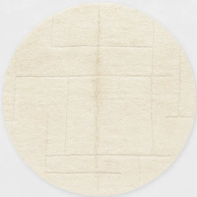 Tapis rond berbère Skoura blanc à lignes — tapis berbères contemporains