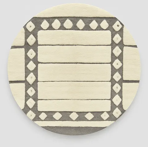 Tapis rond berbère Souss blanc et gris — tapis berbères contemporains