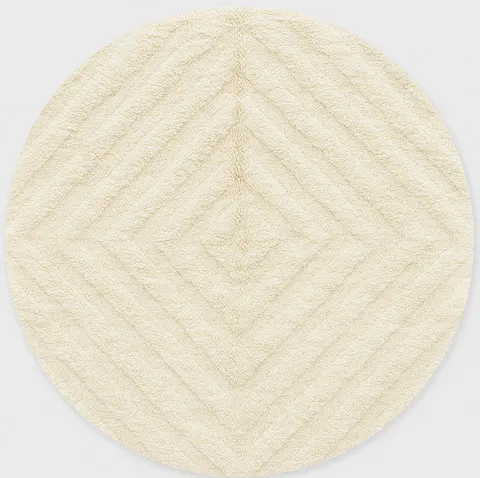 Tapis rond berbère Tafraout blanc uni — tapis berbères contemporains