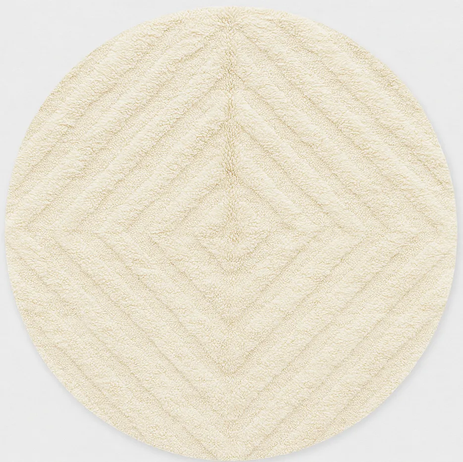 Tapis rond berbère Tafraout blanc uni — tapis berbères contemporains tissé à la main