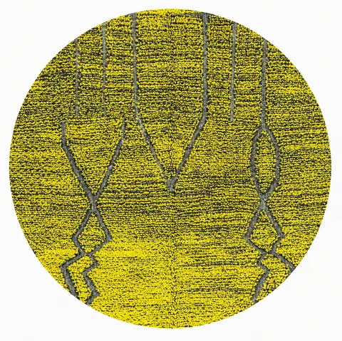 Tapis rond berbère Tagant jaune à lignes — tapis berbères contemporains