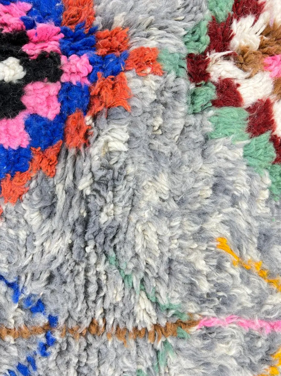 Tapis rond berbère Taliouine gris et multicolore, vue 4 sur 4