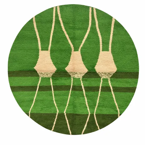 Tapis rond berbère Tamegroute vert — tapis berbères contemporains