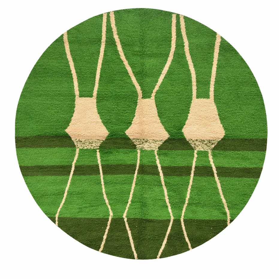 Tapis rond berbère Tamegroute vert — tapis berbères contemporains tissé à la main