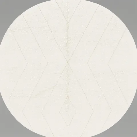 Tapis rond berbère Taroudant blanc à lignes — tapis berbères contemporains